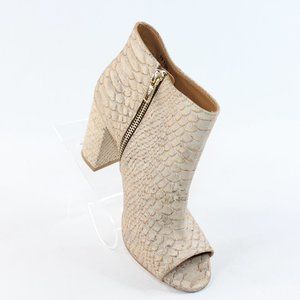 Queork Cork Faux Snake Skin Zippered Ankle Boots